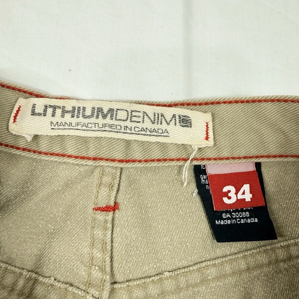 Vintage Lithium Denim Canada Wide Leg Baggy Jeans 33x30 Y2K Skate Rave Carpenter